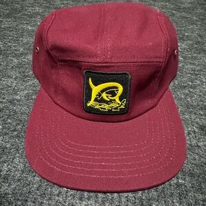 Marlin Fishing 5 Panel Short Bill Strapback Hat Cap Mens Burgundy Swordfish New